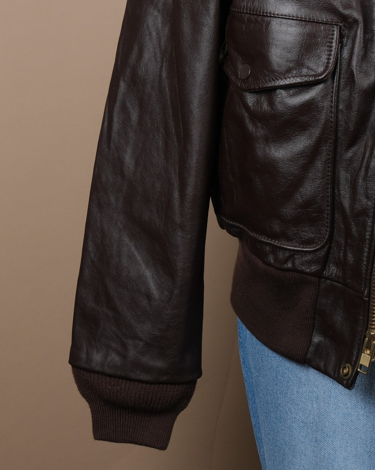 Dark Brown Leather Pilot Bomber