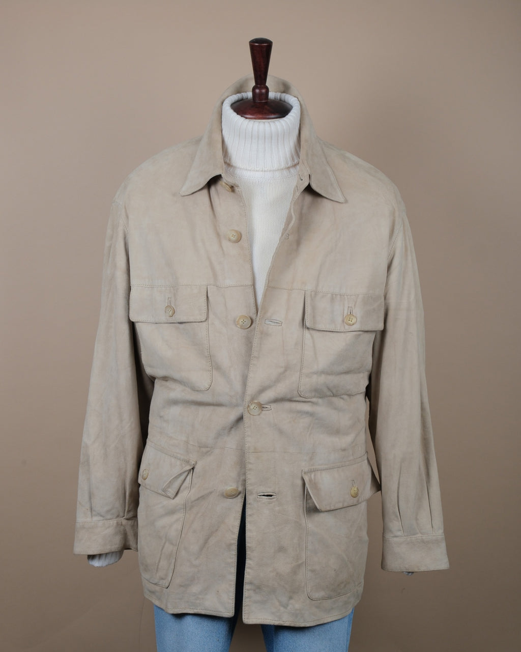 Cream Suede Safari Jacket