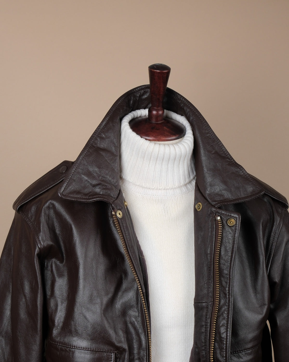 Dark Brown Leather Pilot Bomber