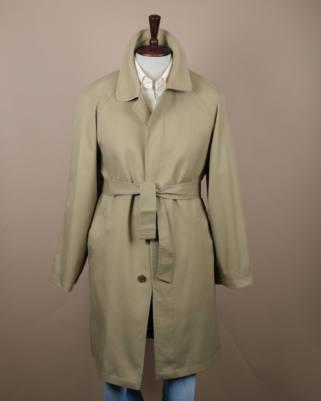 Beige Belted Raglan Car Coat