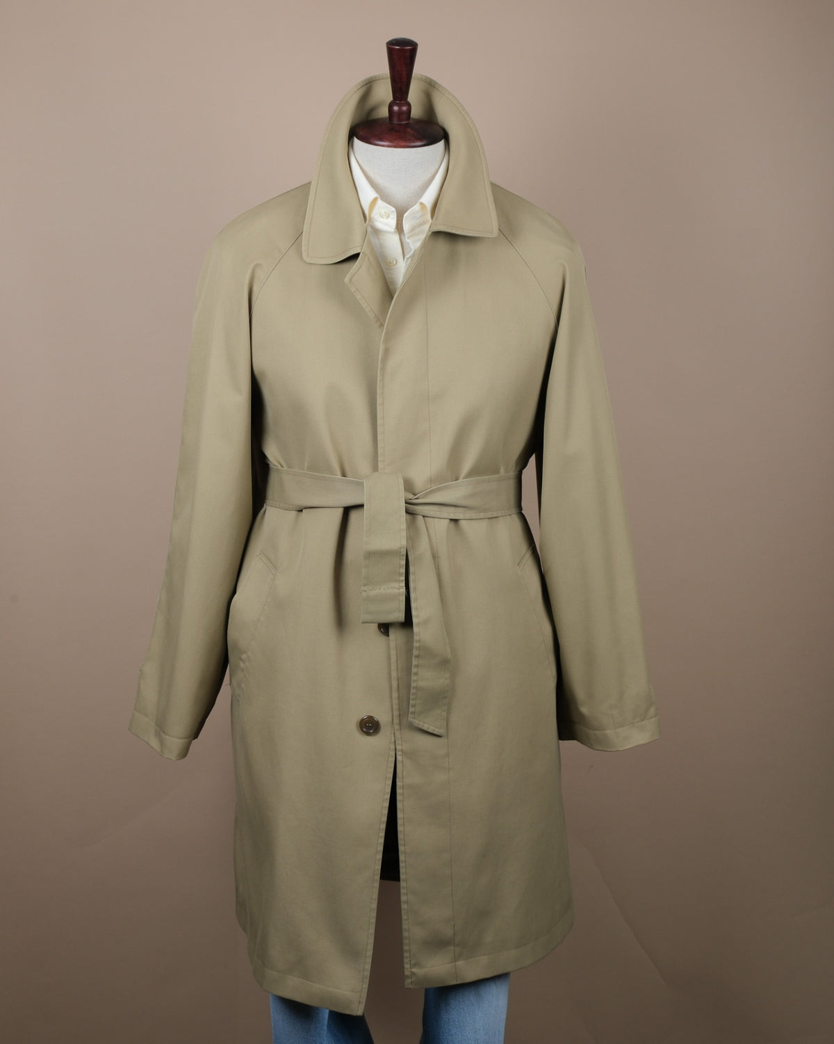 Beige Belted Raglan Car Coat