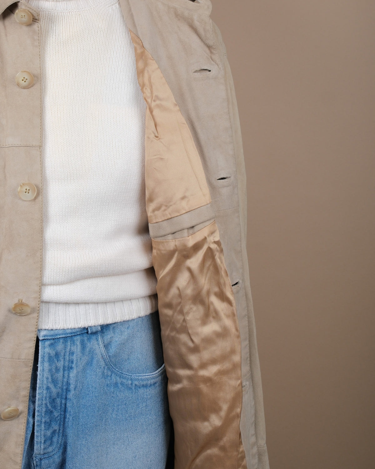 Cream Suede Safari Jacket