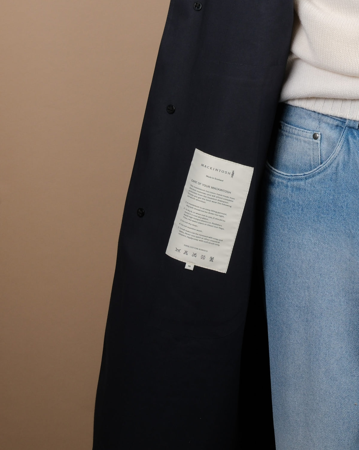 Navy Bonded Cotton Rain Coat