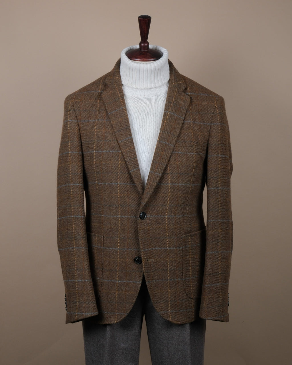 Brown Overcheck Tweed Sports Jacket