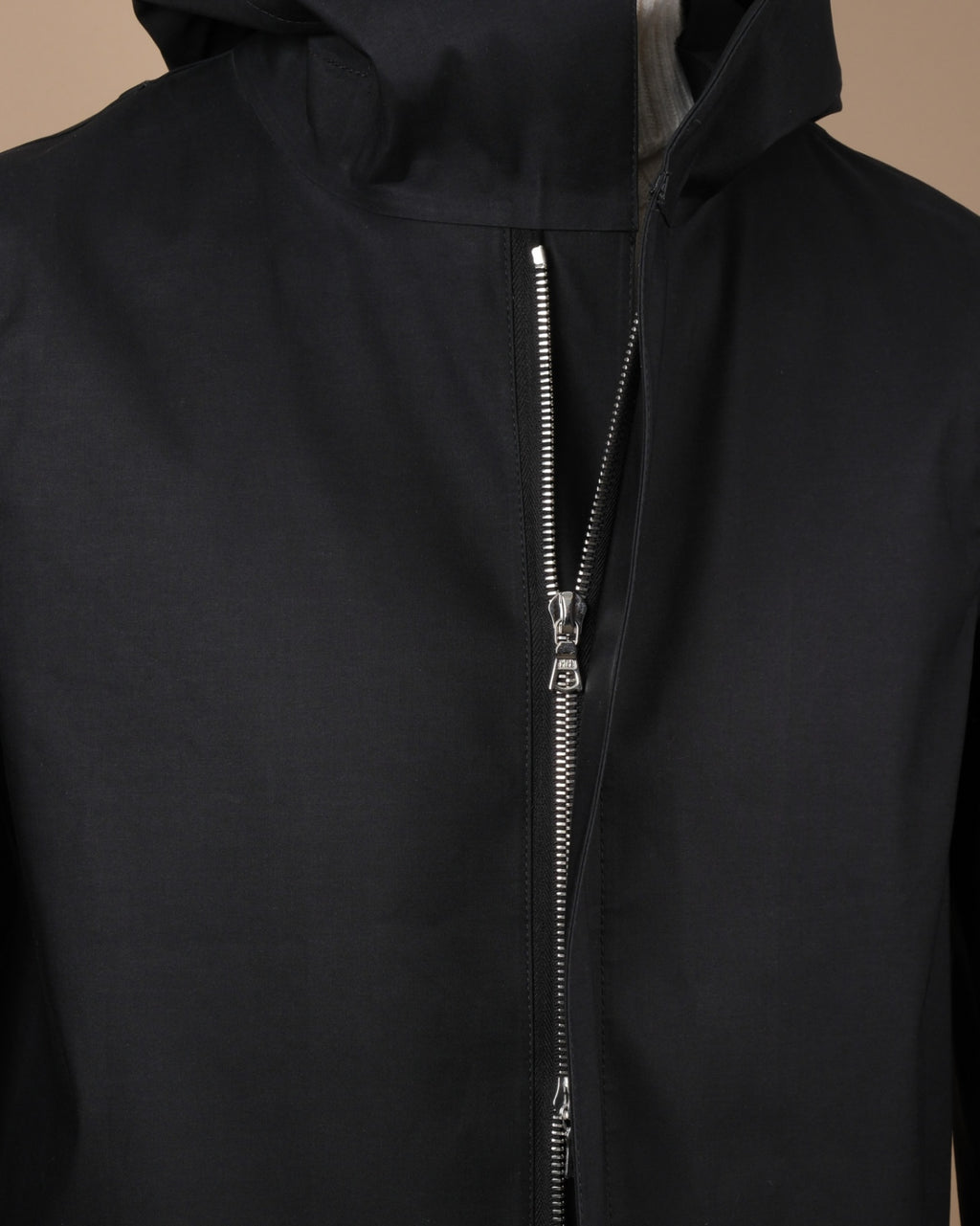 Black Bonded Cotton Rain Coat