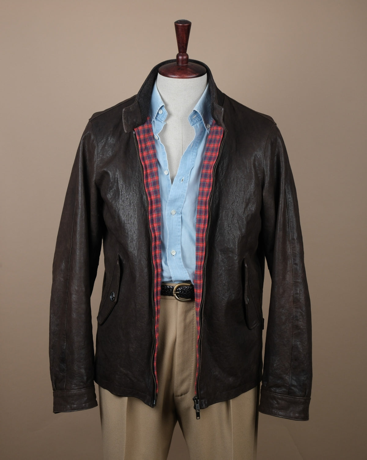 Dark Brown Leather Flight Jacket
