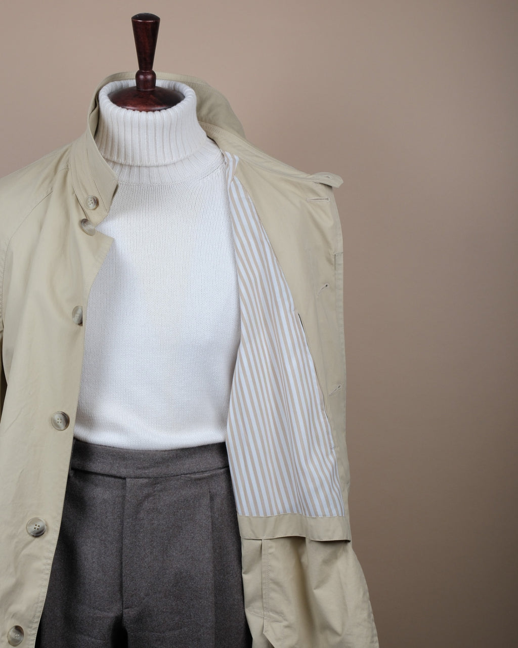 Beige "Double Collar" Raglan Raincoat