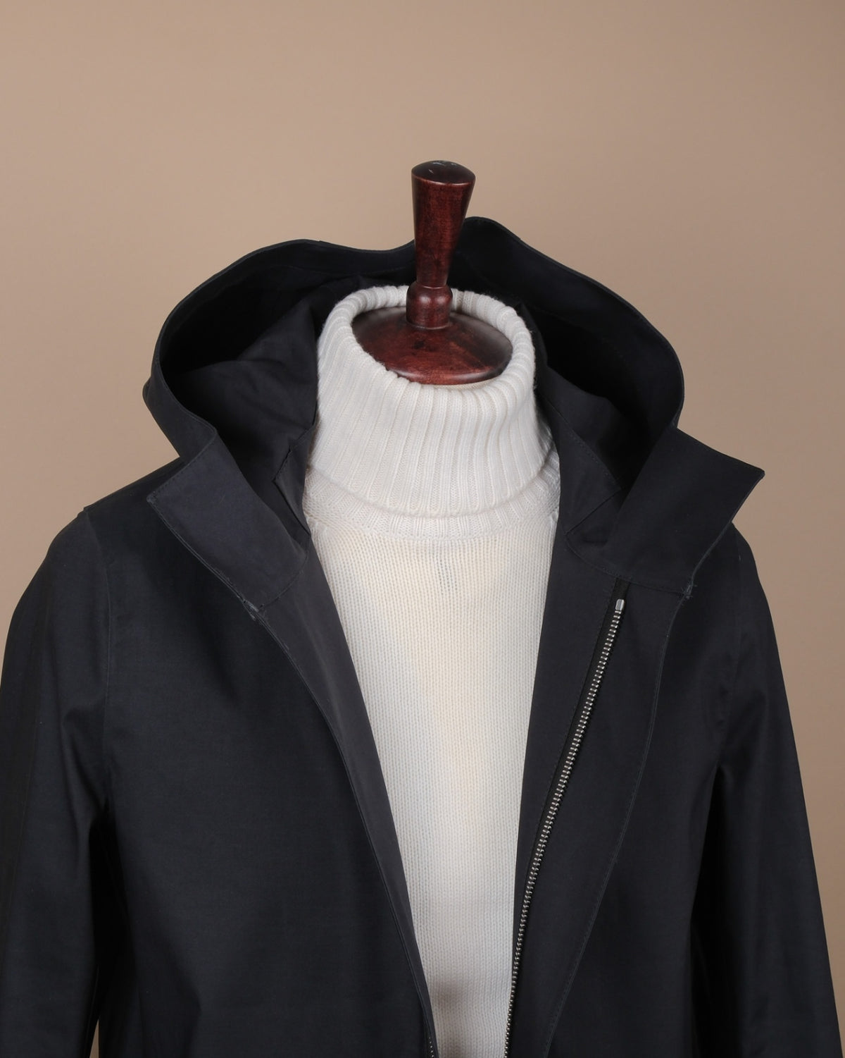 Black Bonded Cotton Rain Coat