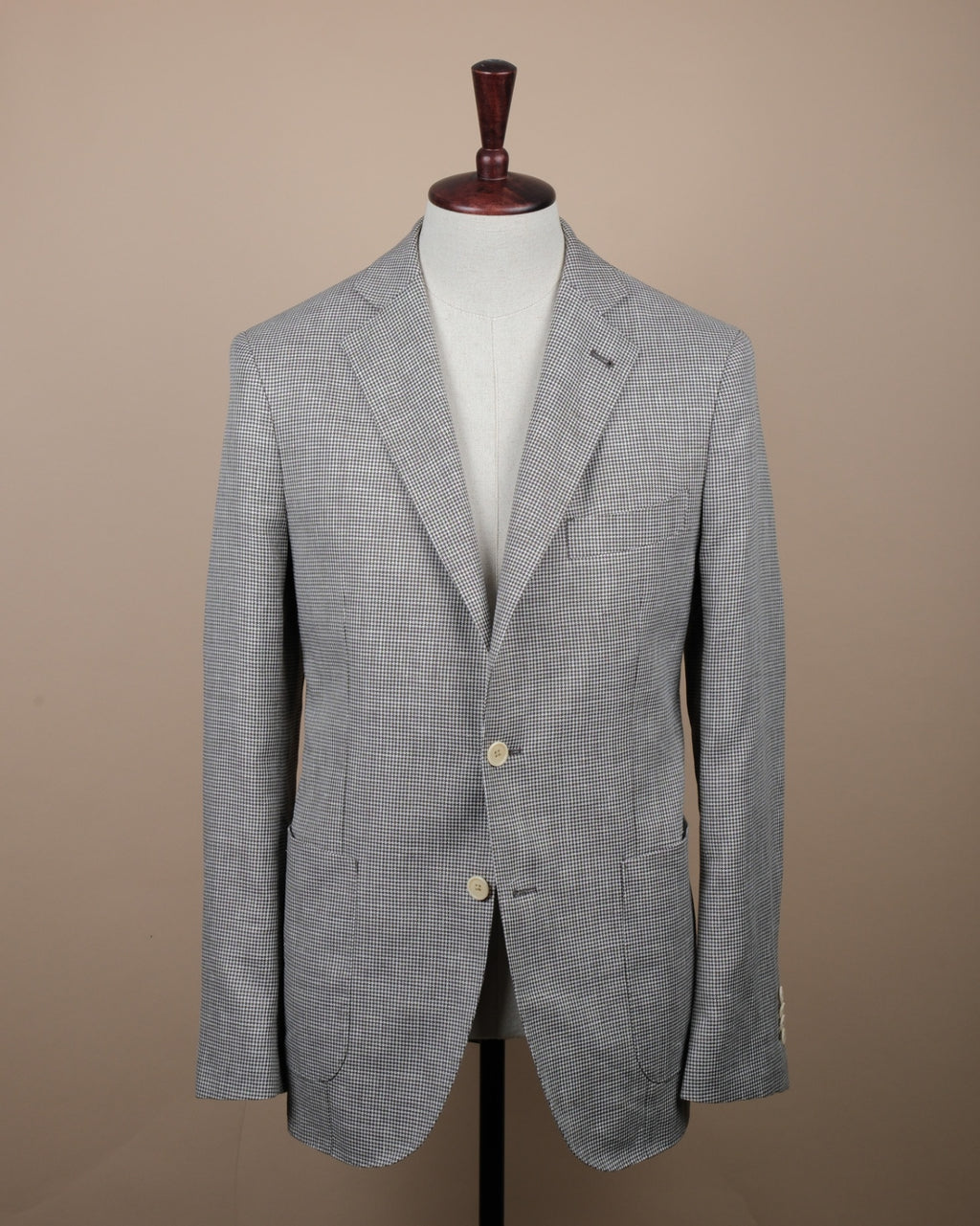 Cream/Brown Puppy Tooth Wool & Linen Sports Jacket