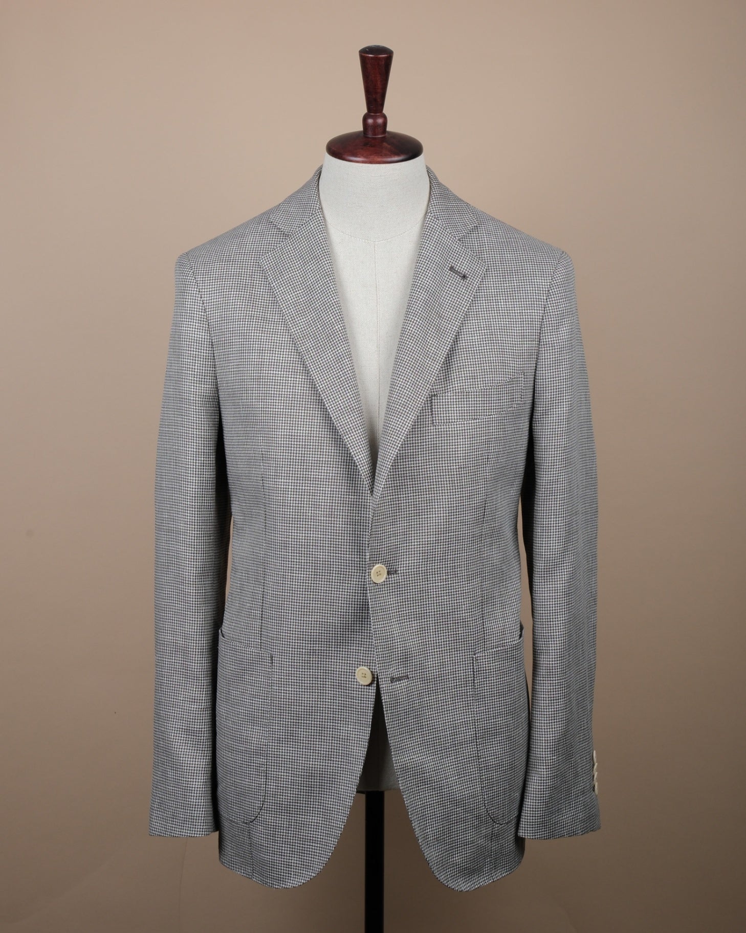 Cream/Brown Puppy Tooth Wool & Linen Sports Jacket