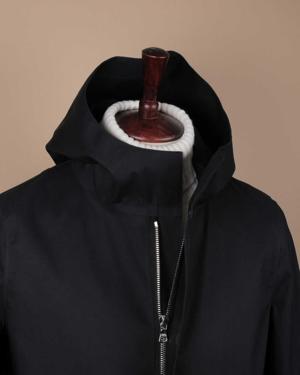Black Bonded Cotton Rain Coat