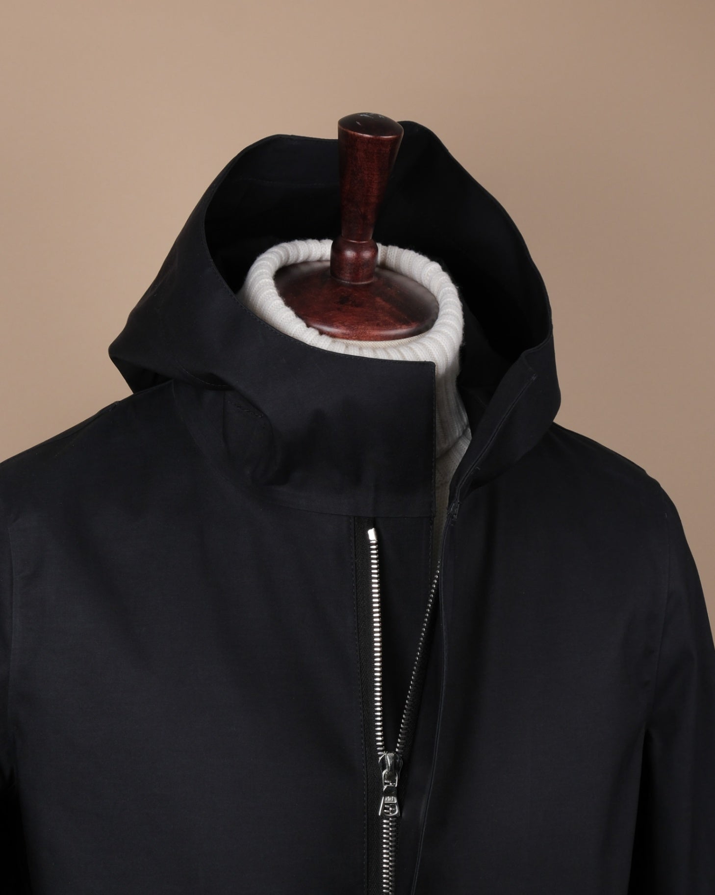 Black Bonded Cotton Rain Coat