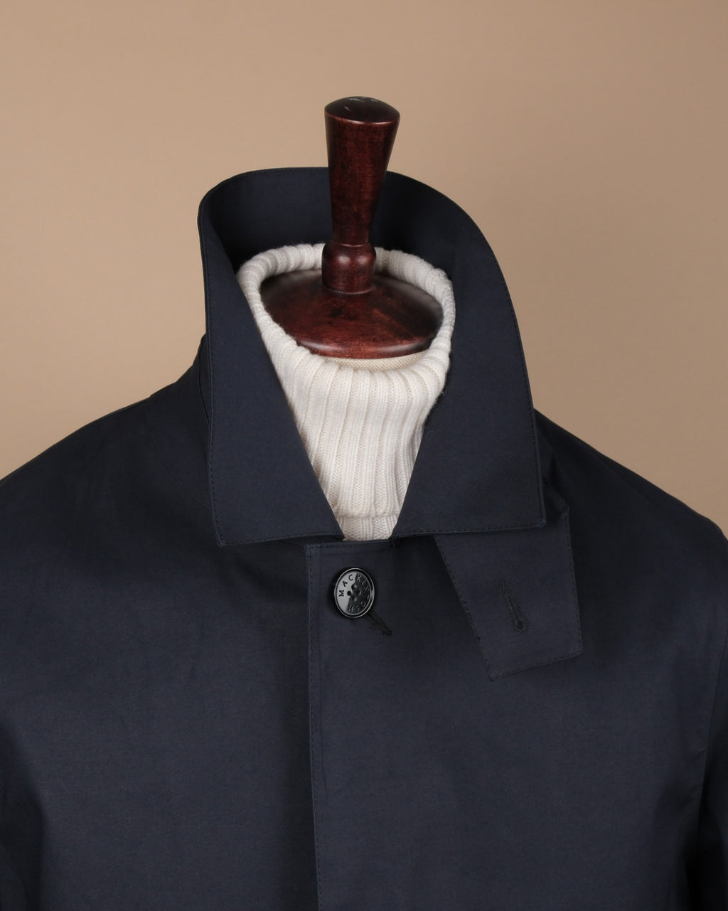 Navy Bonded Cotton Rain Coat