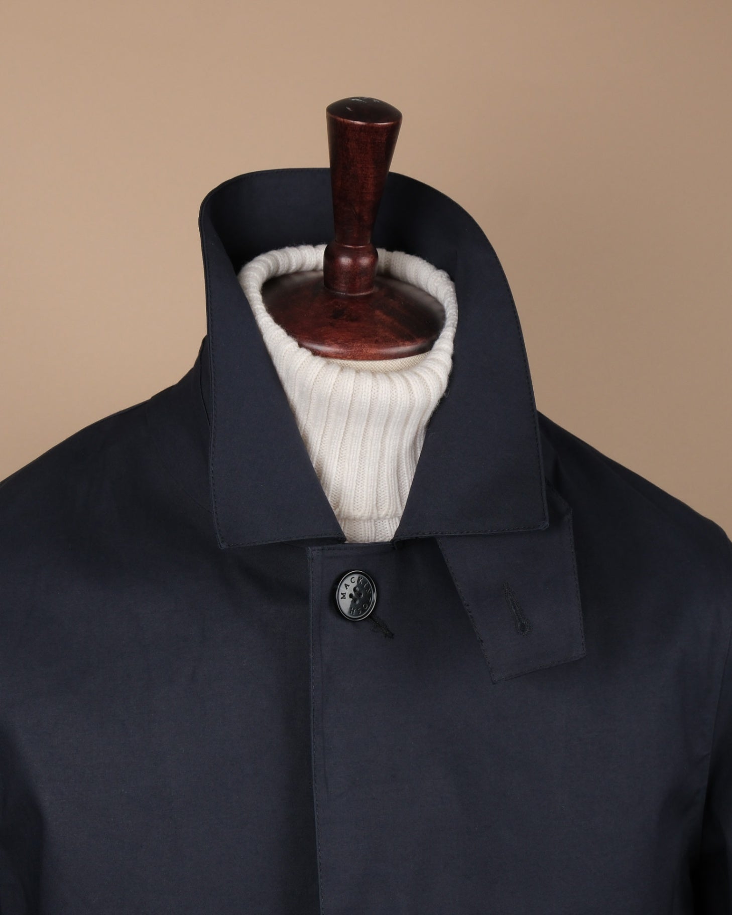 Navy Bonded Cotton Rain Coat