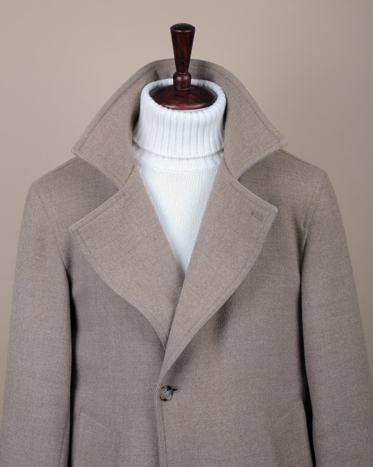 Taupe Asymmetric Wool/Cashmere Coat