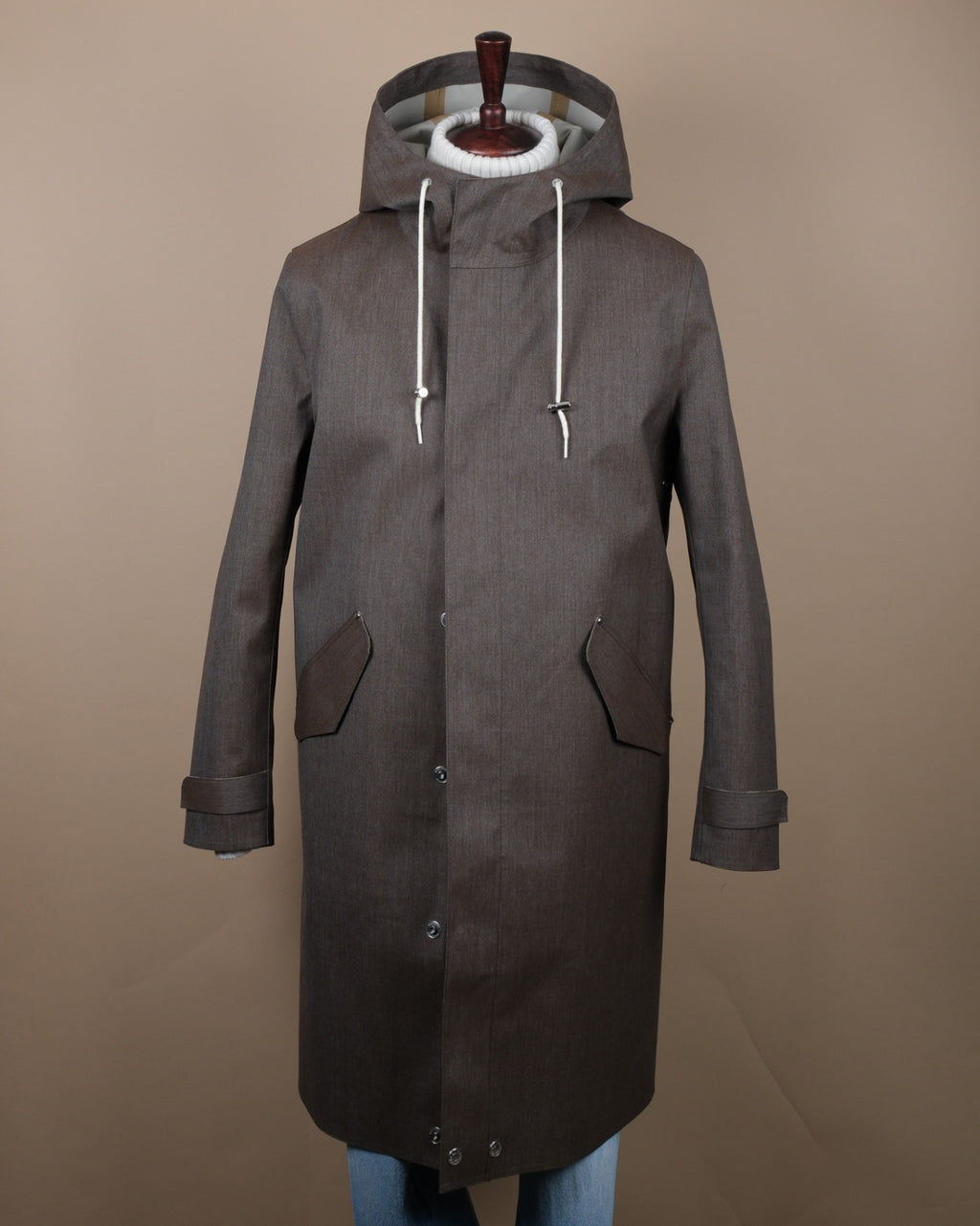 Taupe Bonded Cotton Rain Coat