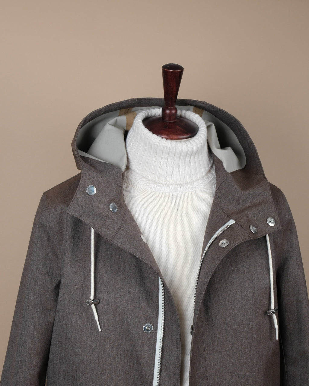 Taupe Bonded Cotton Rain Coat