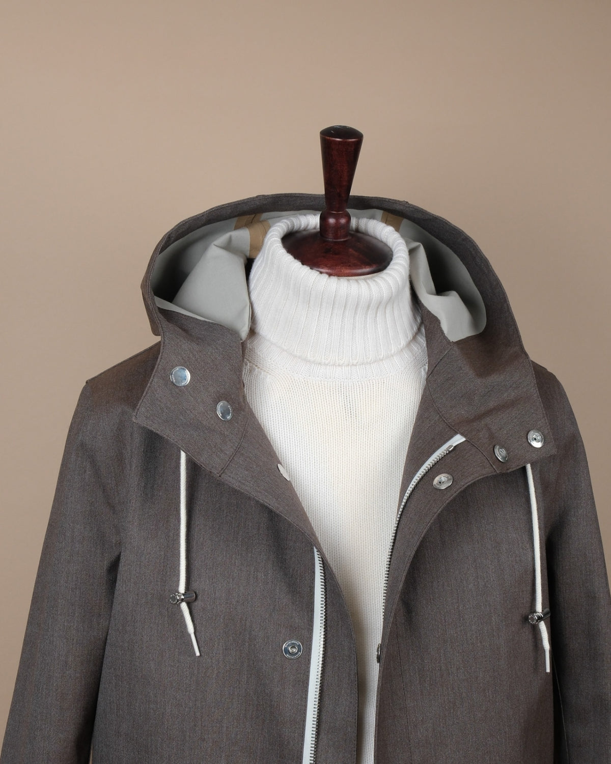 Taupe Bonded Cotton Rain Coat