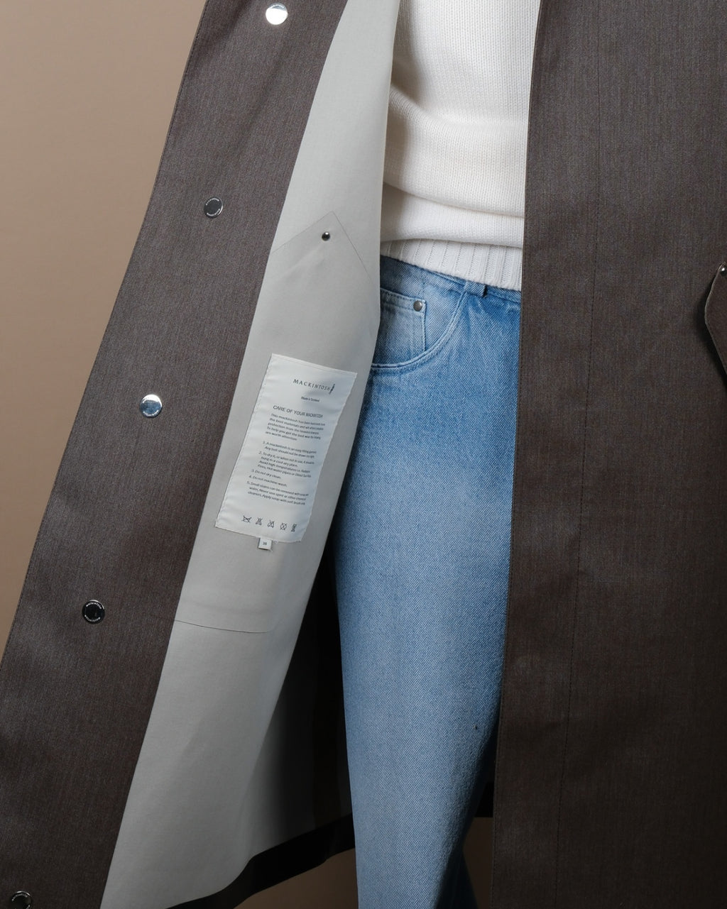 Taupe Bonded Cotton Rain Coat