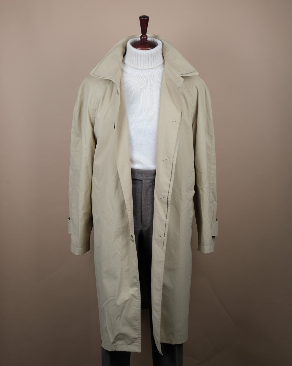 Beige "Double Collar" Raglan Raincoat