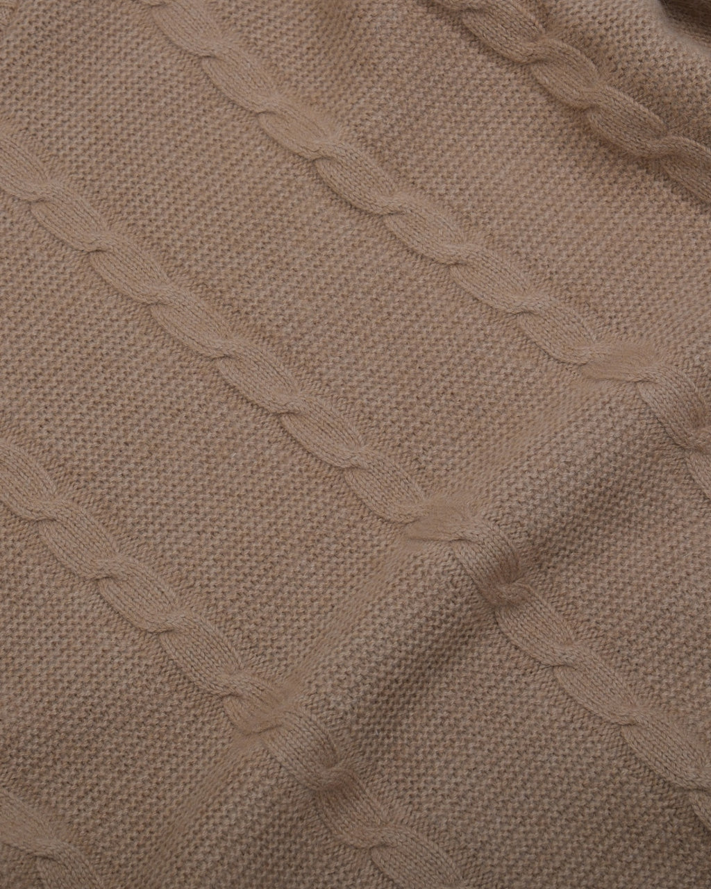 Camelhair Cable-Knit Crewneck