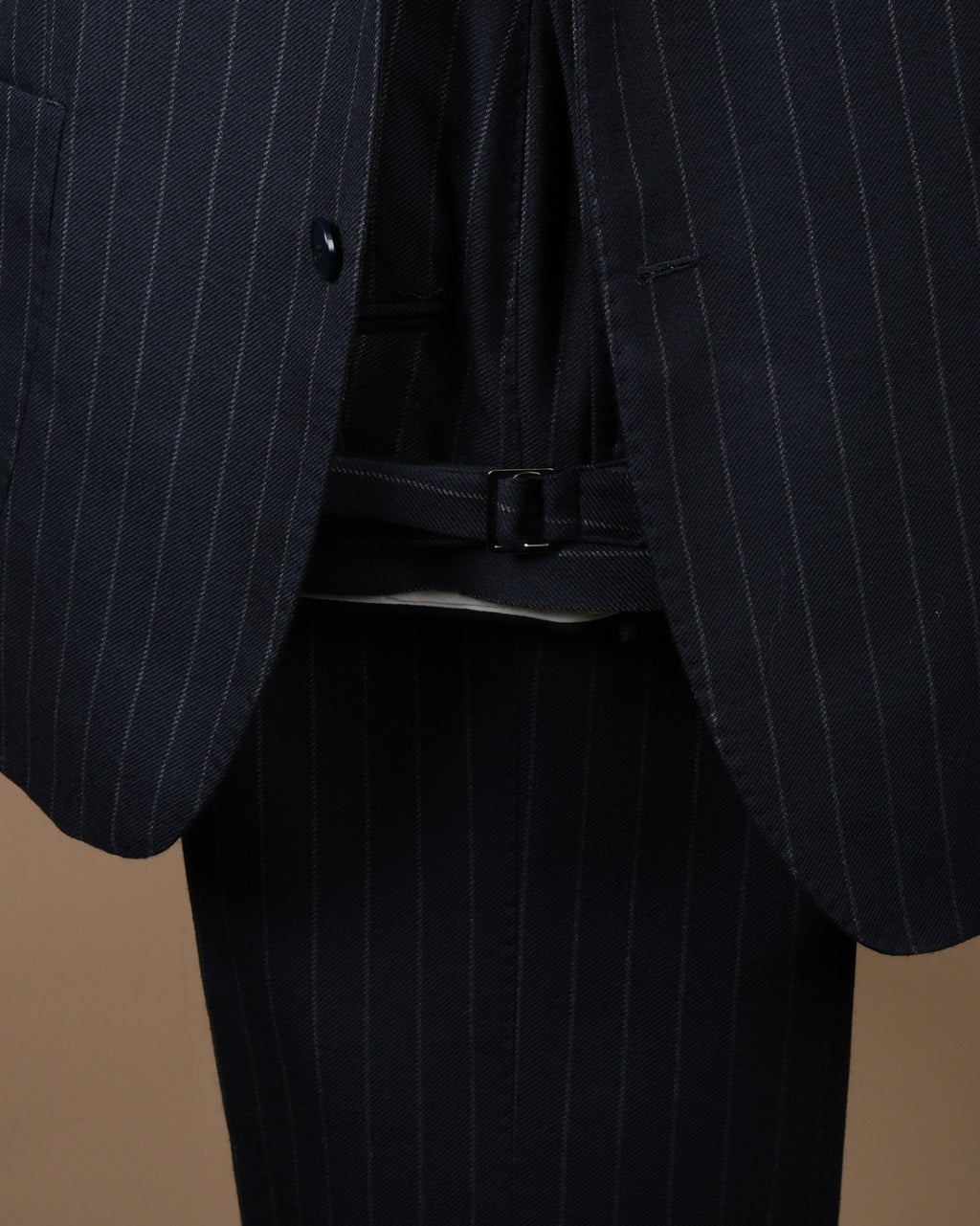 Navy Chalk Stripe Fox Air Wool Twill Suit
