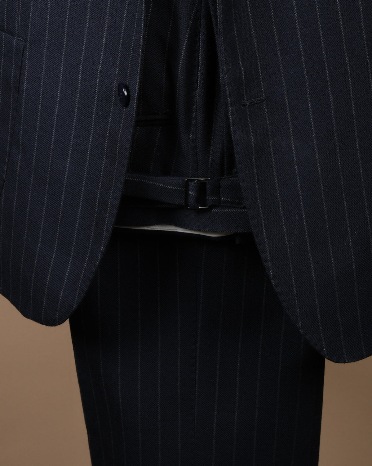 Navy Chalk Stripe Fox Air Wool Twill Suit