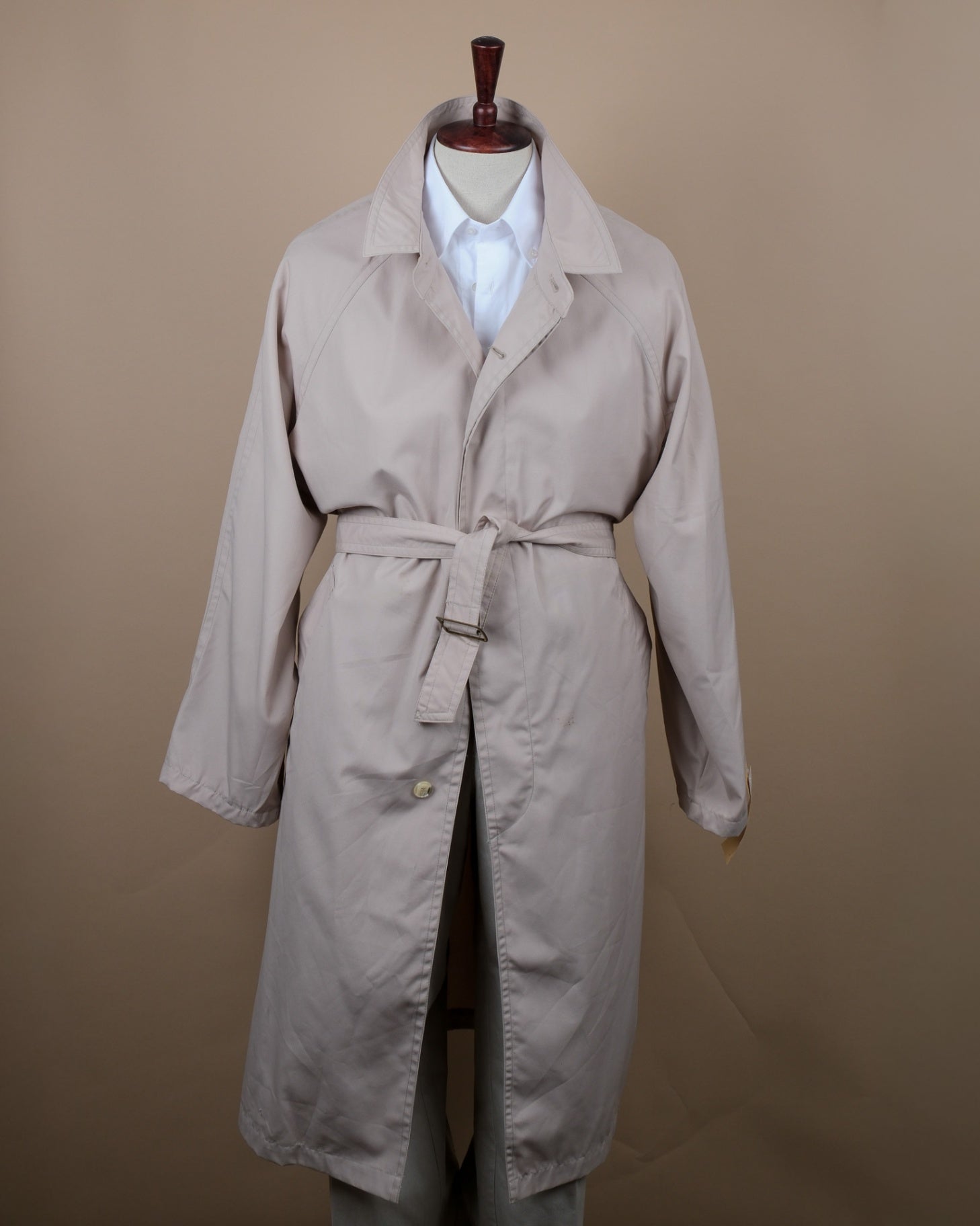 Stone Beige Long Belted Raglan Coat