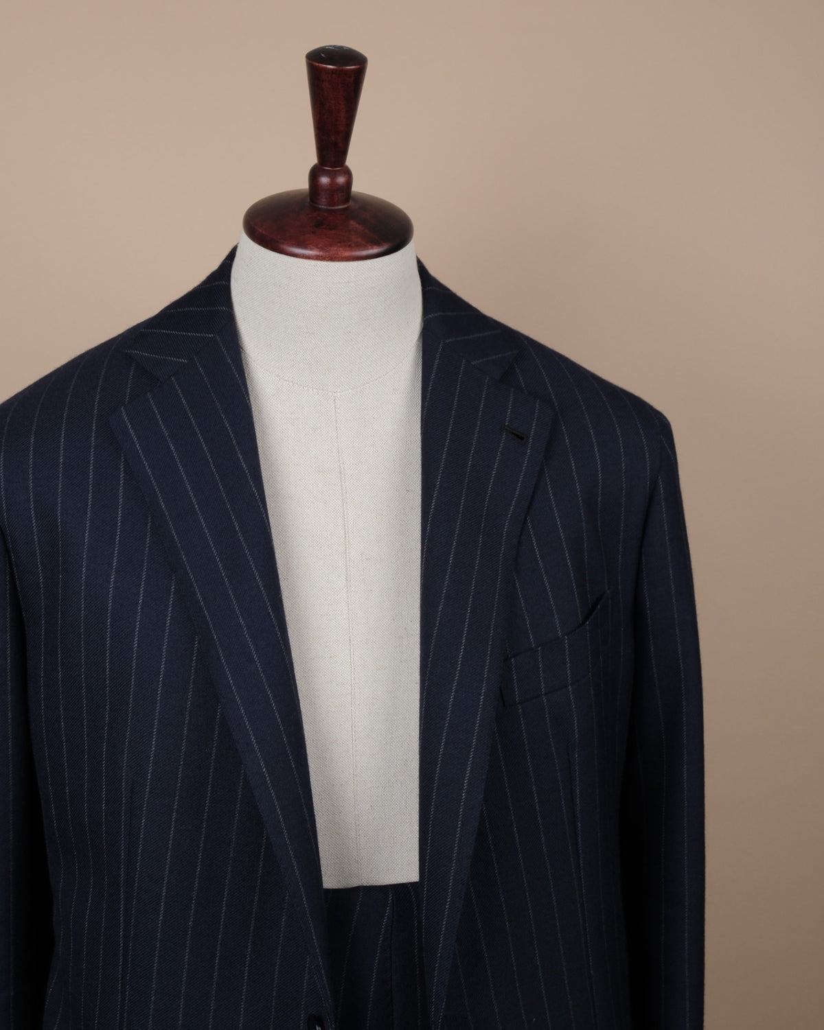 Navy Chalk Stripe Fox Air Wool Twill Suit