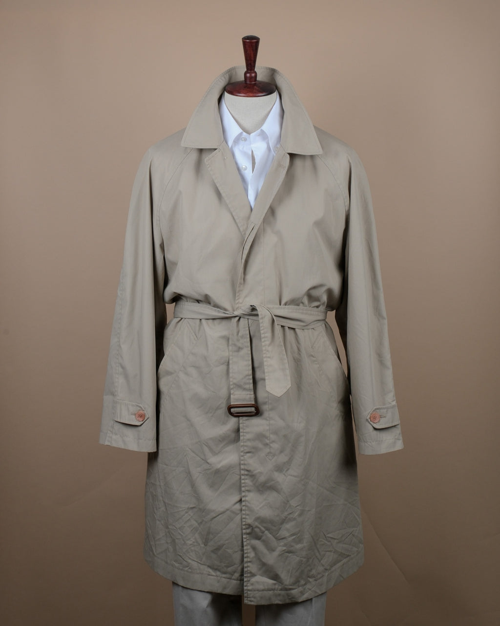 Khaki Beige Belted Raglan Rain Coat