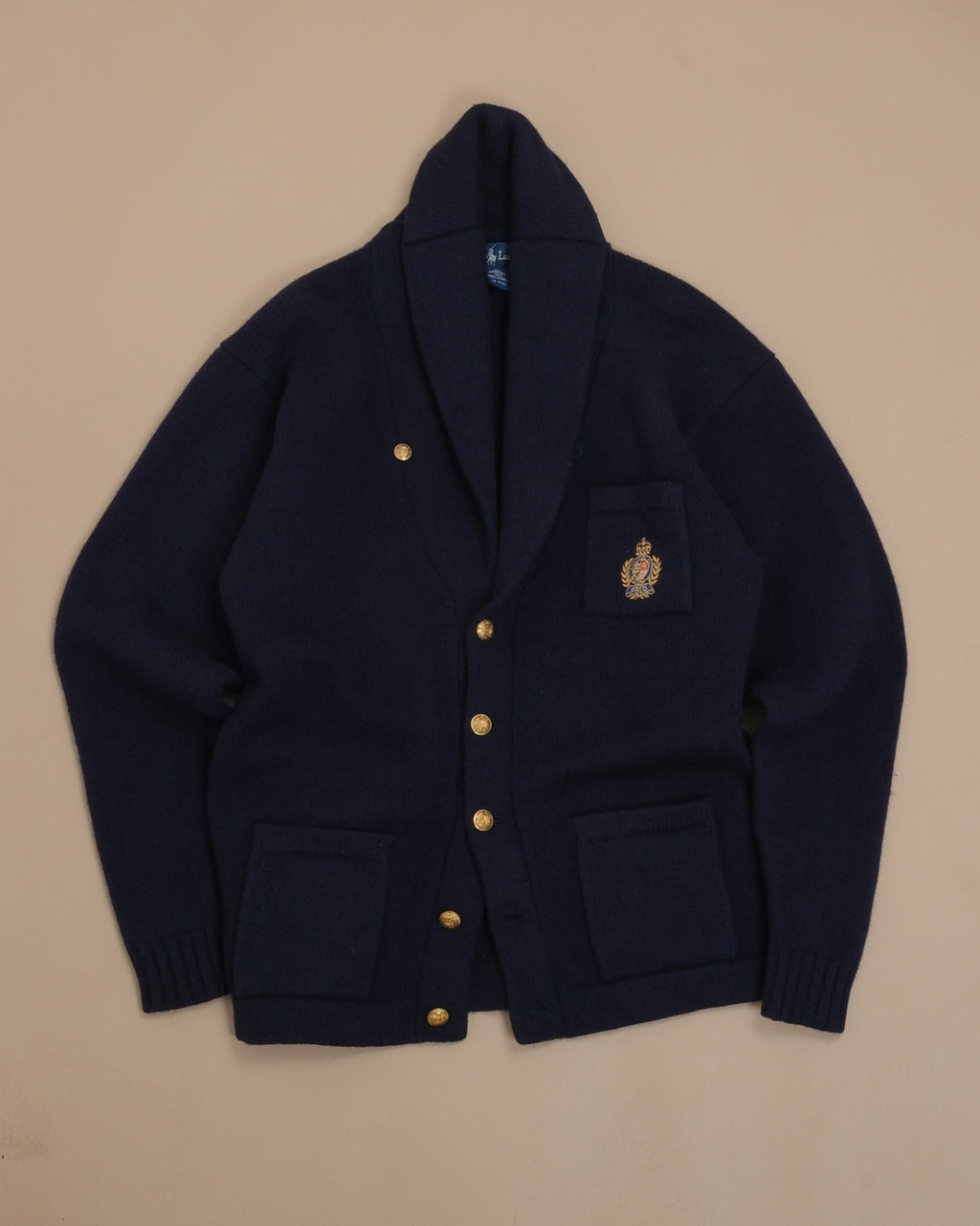Navy Lambswool Club Shawl Cardigan
