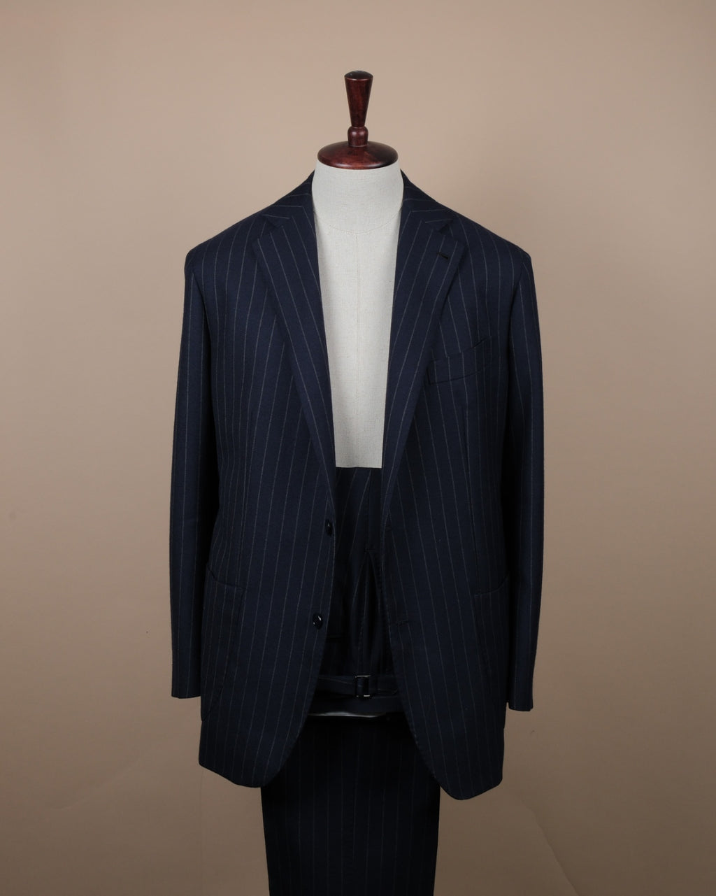 Navy Chalk Stripe Fox Air Wool Twill Suit