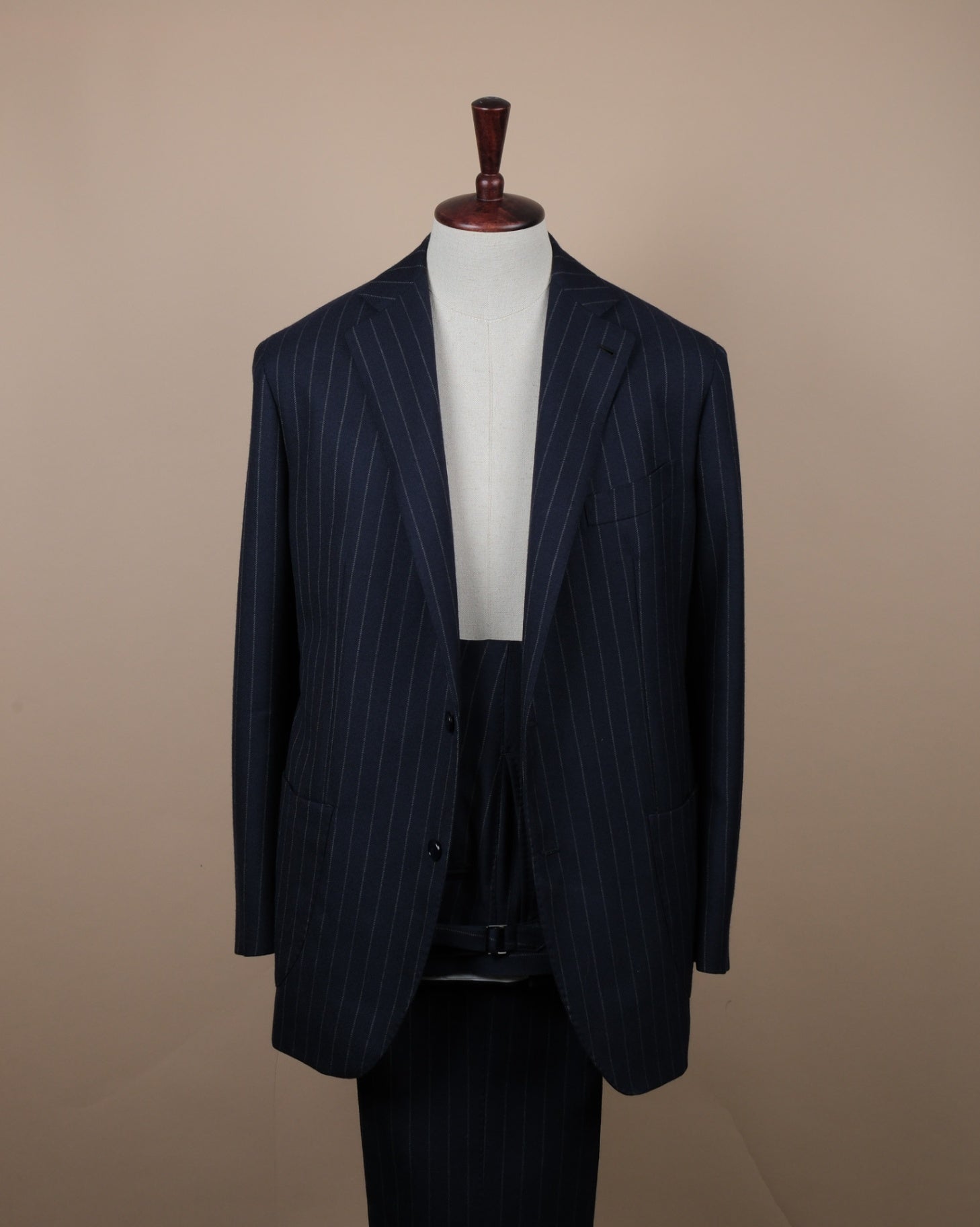 Navy Chalk Stripe Fox Air Wool Twill Suit