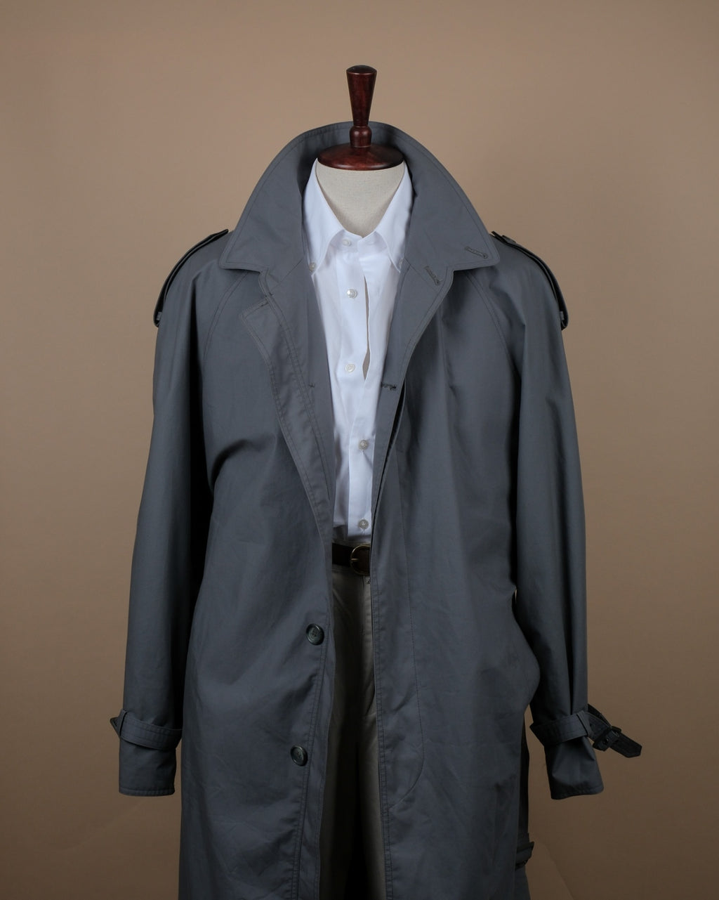 Slate Grey Long Belted Raglan Coat