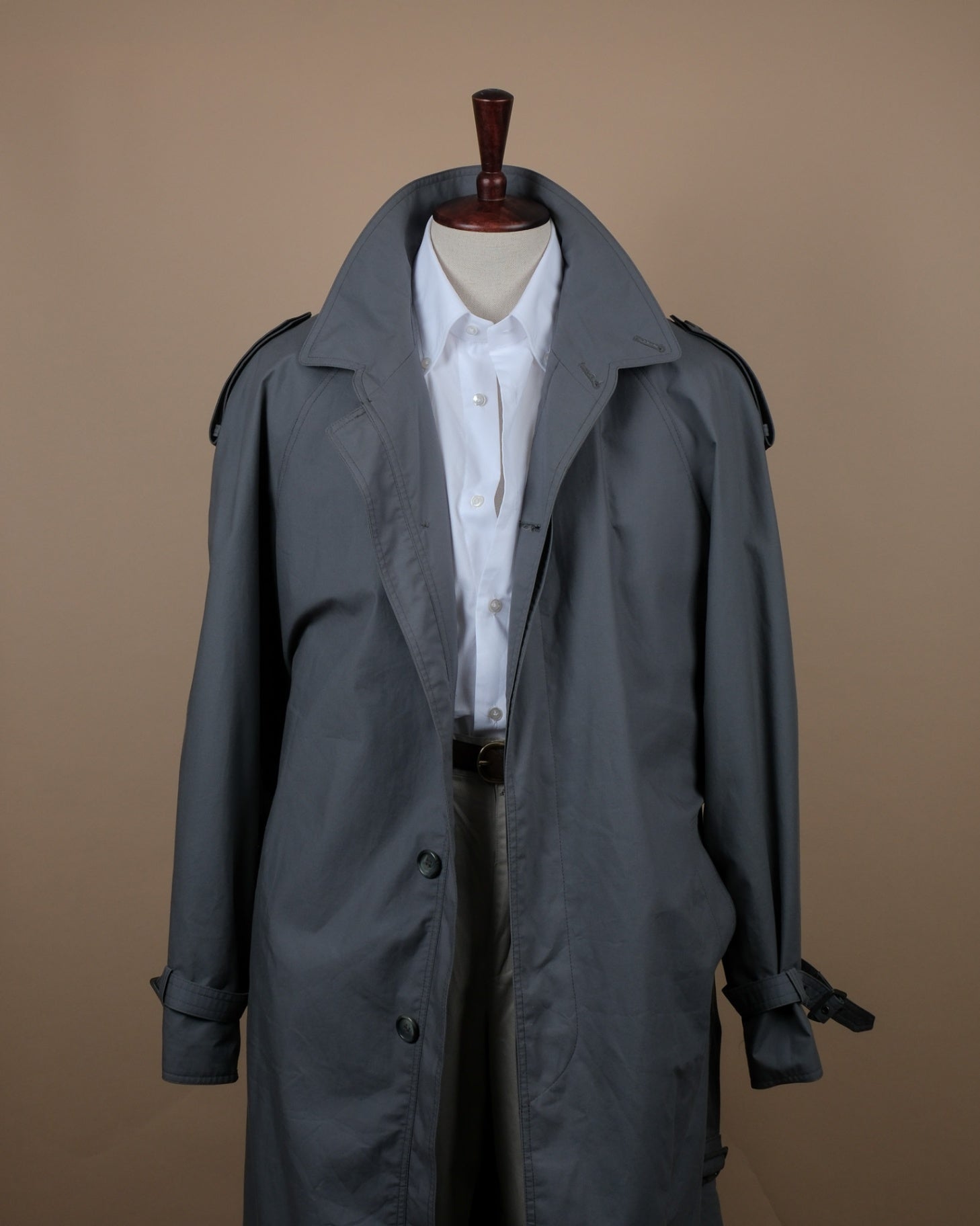 Slate Grey Long Belted Raglan Coat