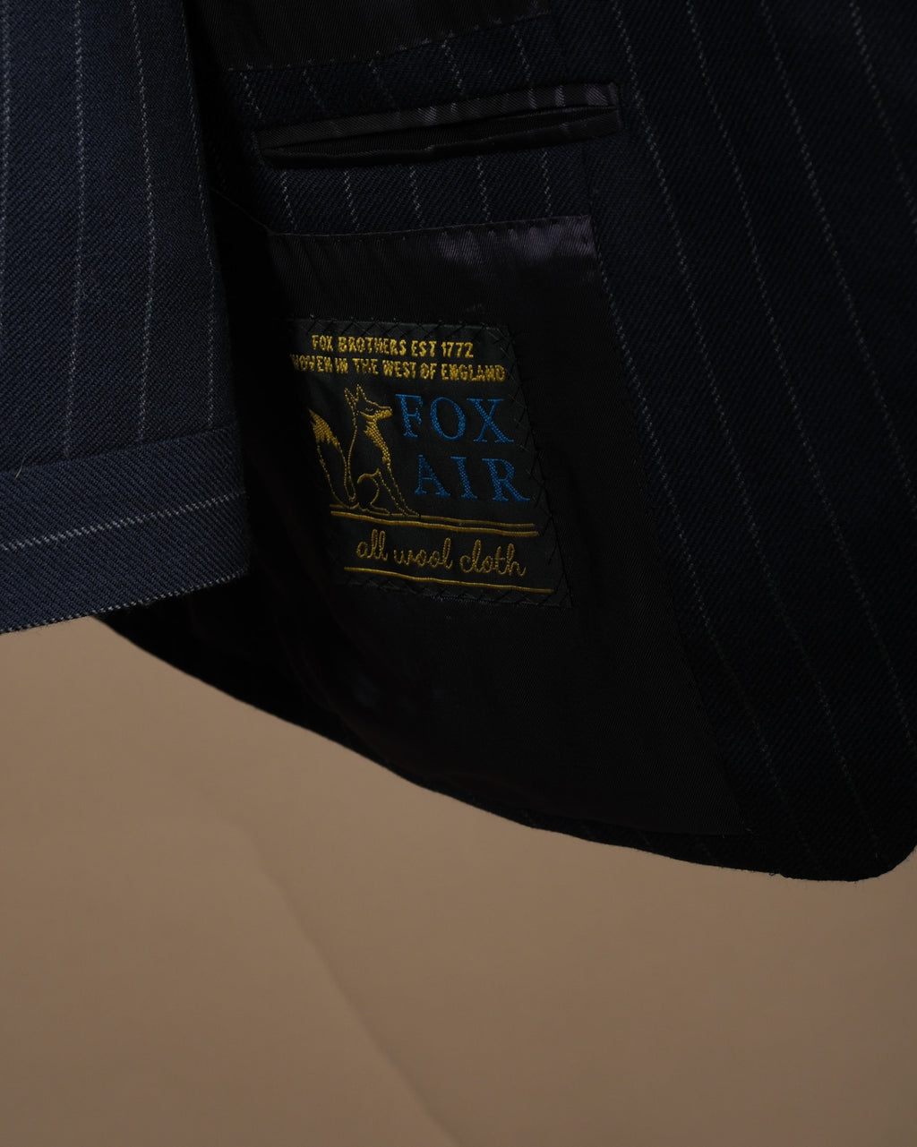 Navy Chalk Stripe Fox Air Wool Twill Suit