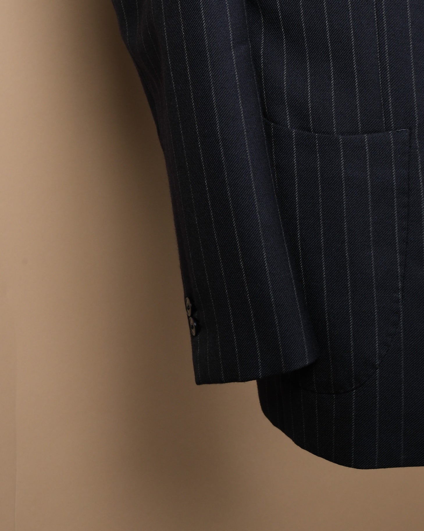 Navy Chalk Stripe Fox Air Wool Twill Suit