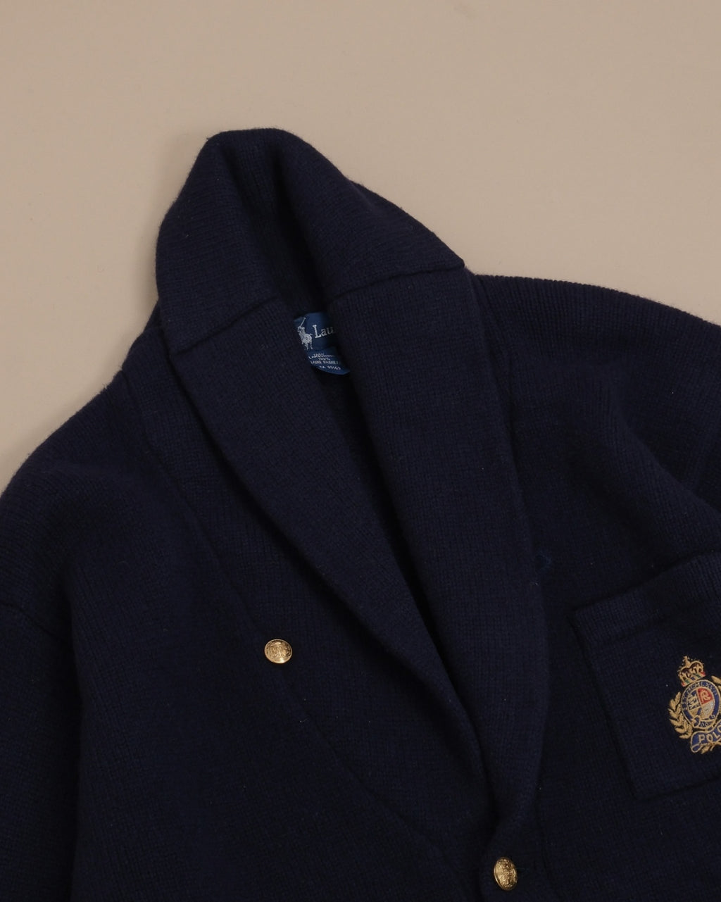 Navy Lambswool Club Shawl Cardigan