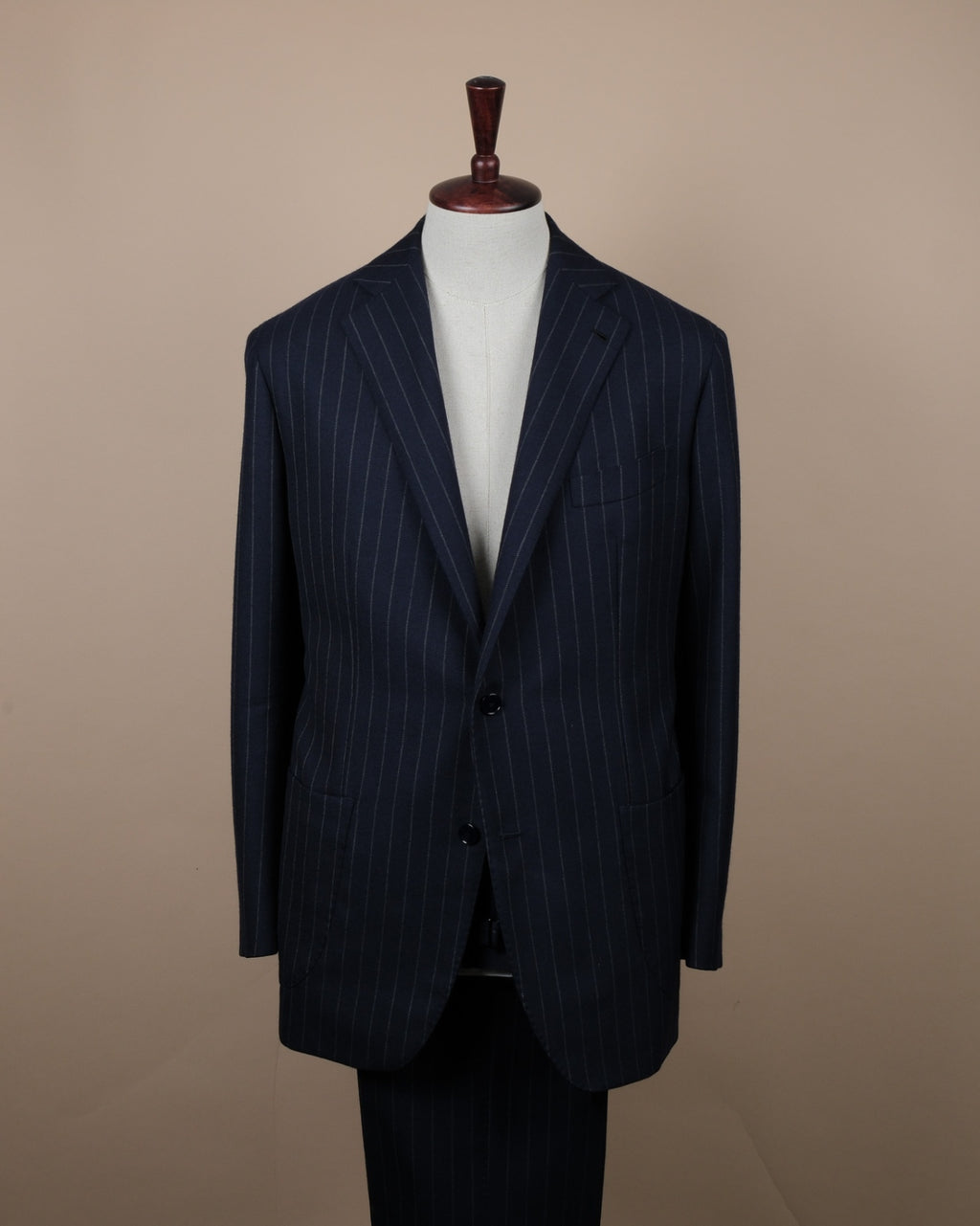 Navy Chalk Stripe Fox Air Wool Twill Suit