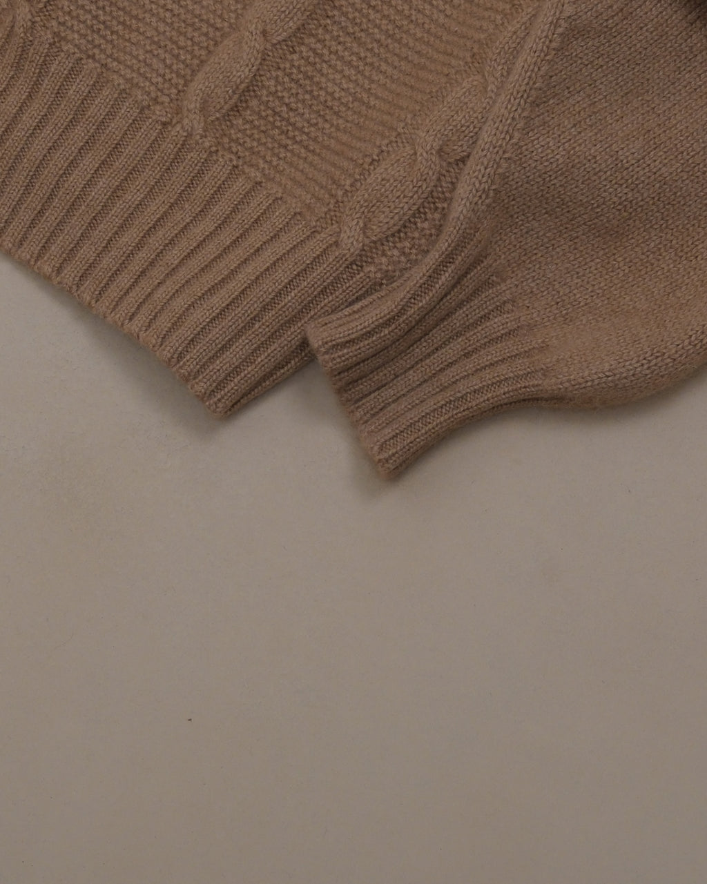 Camelhair Cable-Knit Crewneck