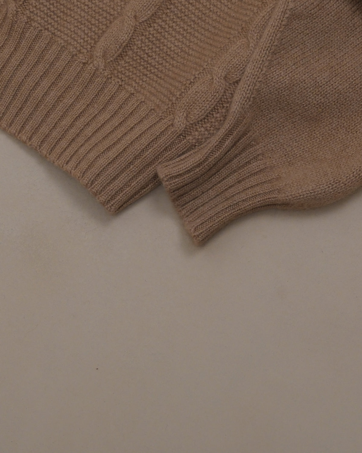 Camelhair Cable-Knit Crewneck