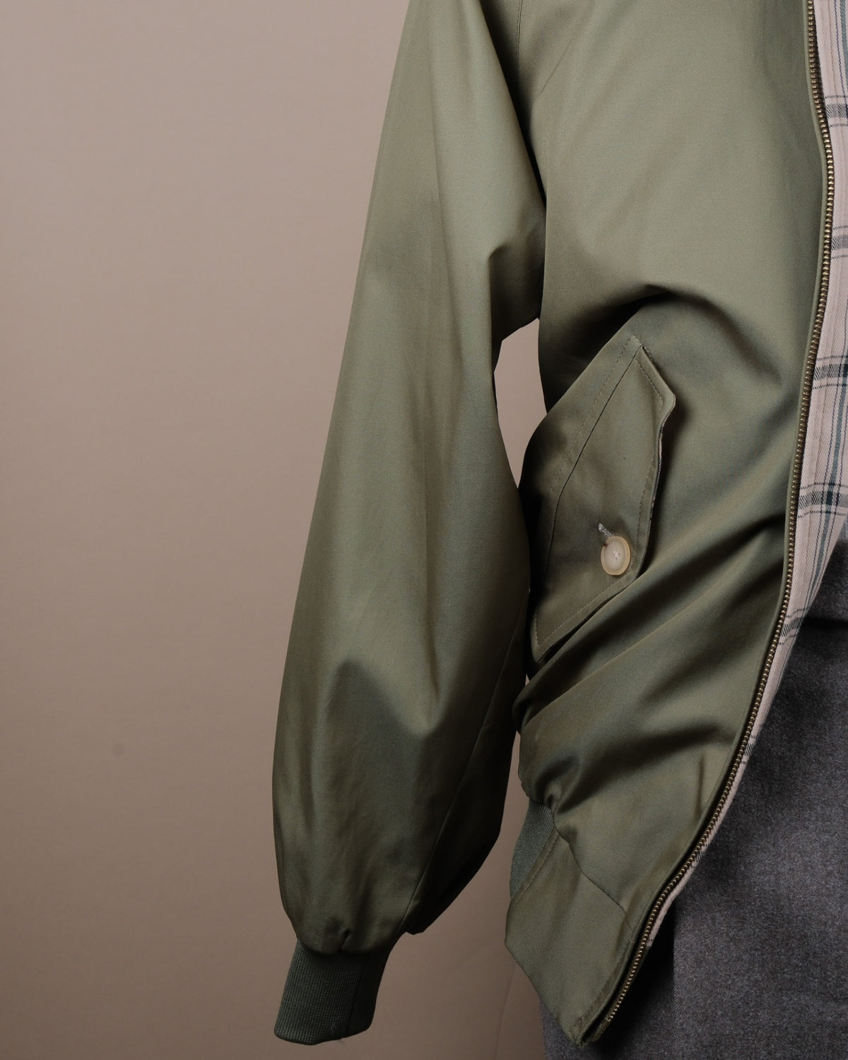 Olive Cotton Gabardine Harrington Jacket