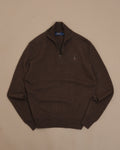 Brown Wool Half-Zip Sweater