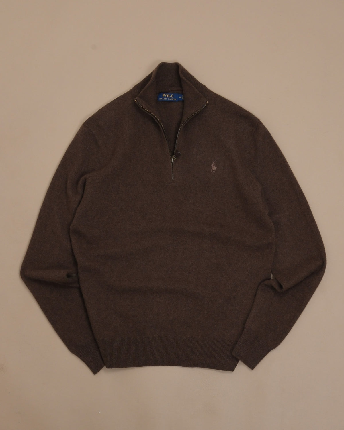 Brown Wool Half-Zip Sweater
