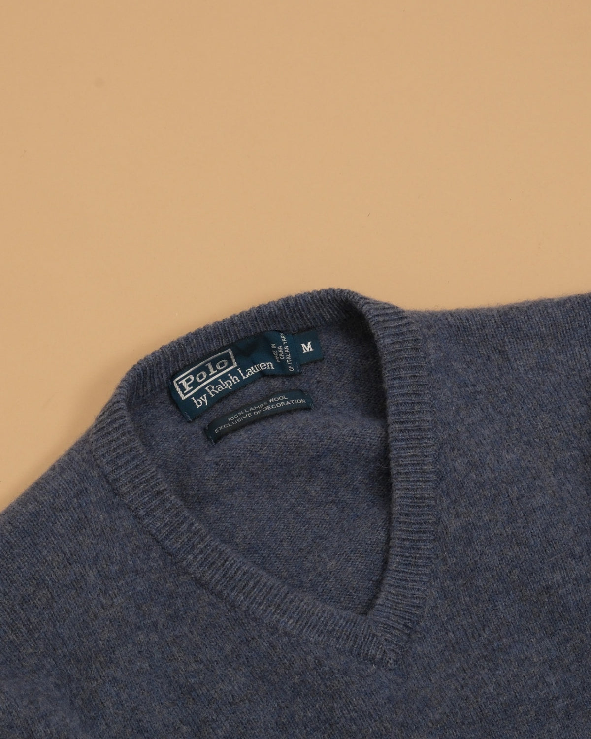 Blue Melange Wool V-Neck Sweater