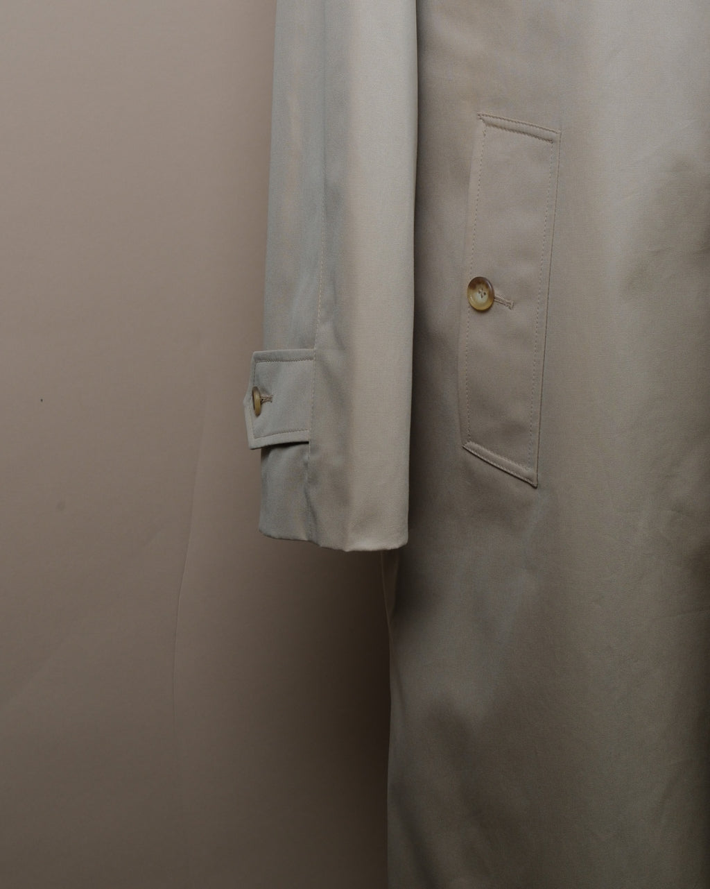 Beige Cotton Gabardine Raglan Raincoat