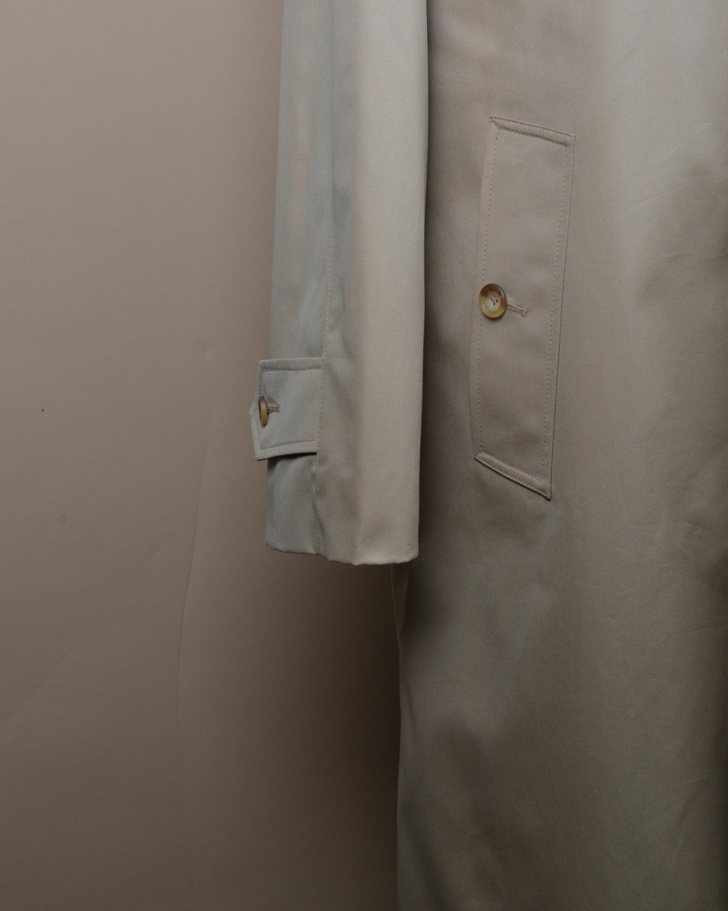 Beige Cotton Gabardine Raglan Raincoat