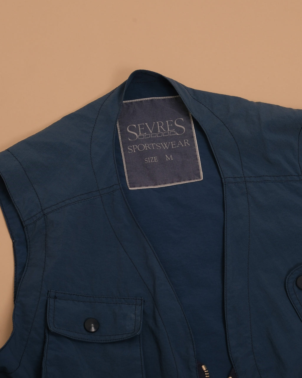 Blue Multi-Pocket Nylon Sportswear Vest
