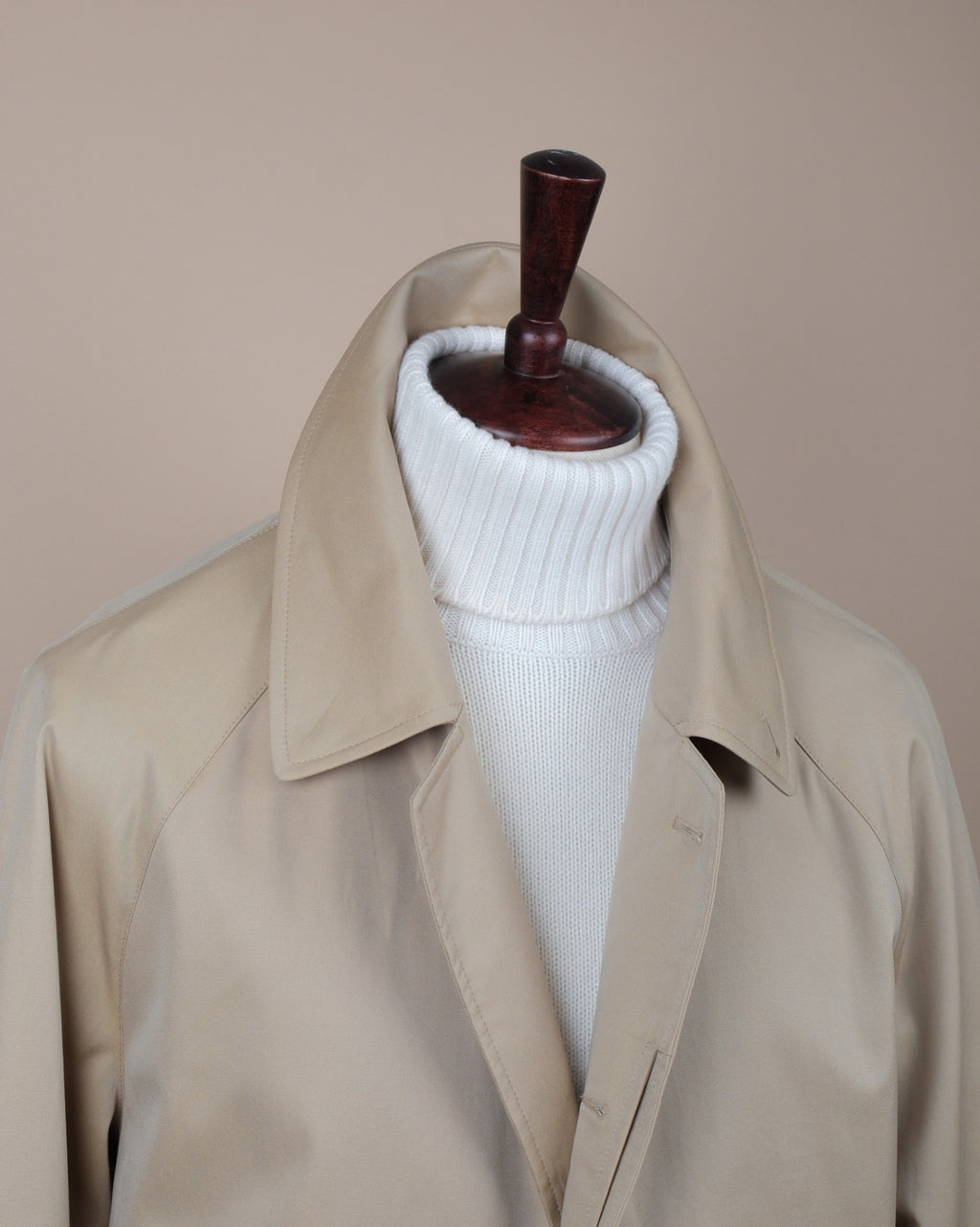 Beige Cotton Gabardine Raglan Raincoat
