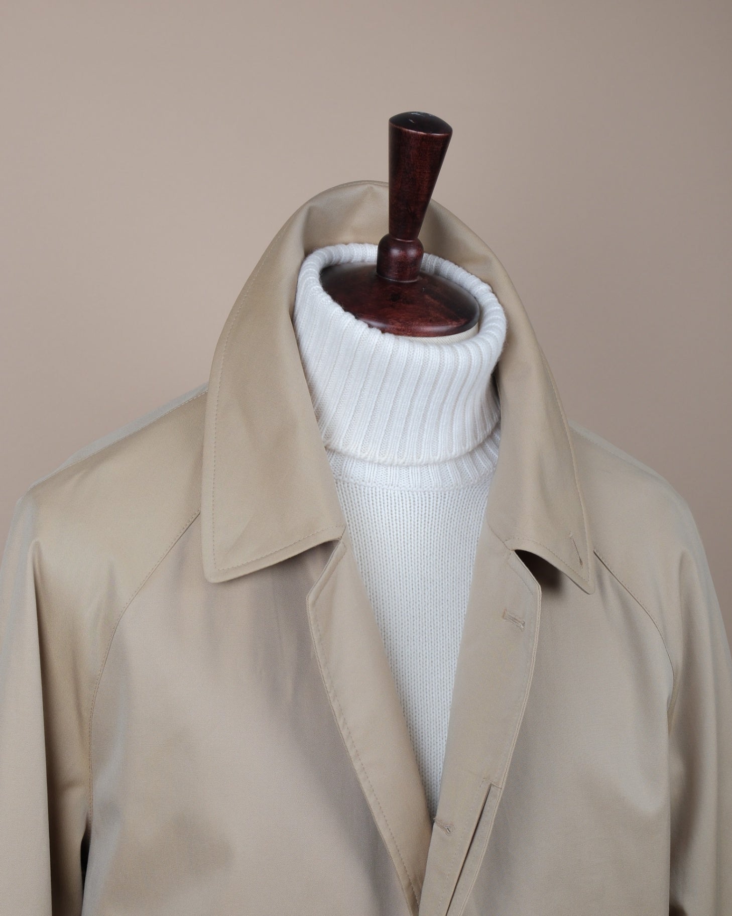 Beige Cotton Gabardine Raglan Raincoat